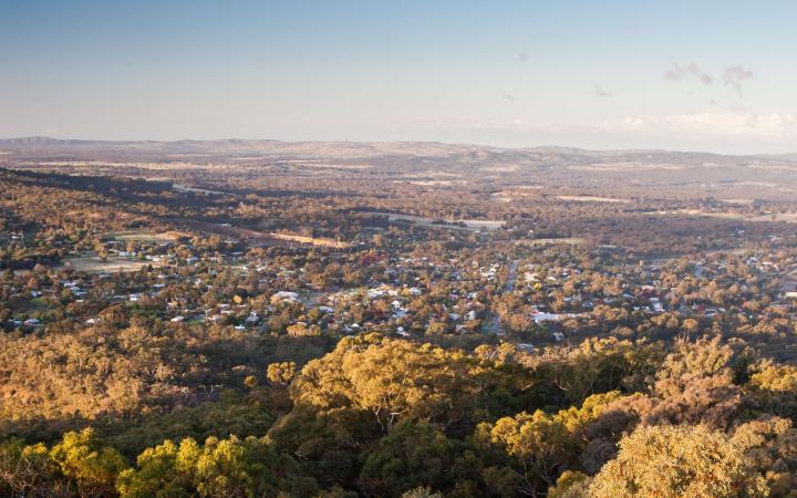 A photo of a sunset over Maldon in Victoria, Australia.