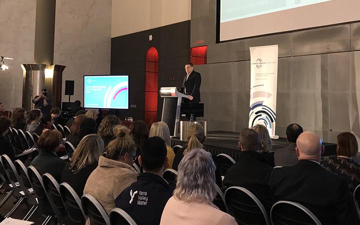 Ron Ben-David addresses the Essential Services Commission's family violence forum on 30 August 2018